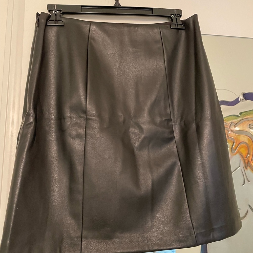 Loft NWT black faux leather skirt